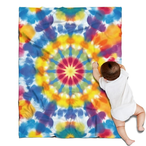 Colorful Rainbow Tie Dye Spiral Pattern Blanket,Comfortable Soft Flannel Throw Blanket,All Season,Warm Lightweight Blankets for Sofa Bed Couch Living Room Chair,30"x40"