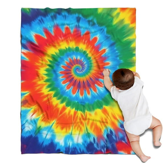 Colorful Rainbow Tie Dye Spiral Pattern Blanket,Comfortable Soft Flannel Throw Blanket,All Season,Warm Lightweight Blankets for Sofa Bed Couch Living Room Chair,30"x40"