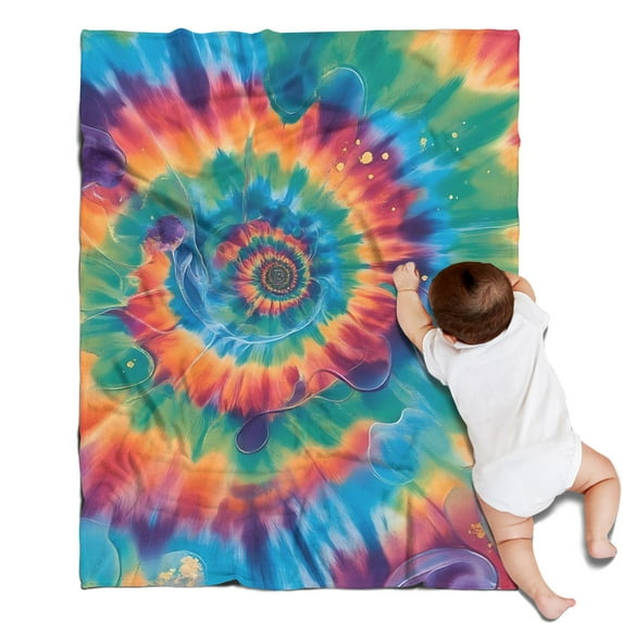 Colorful Rainbow Tie Dye Spiral Pattern Blanket,Comfortable Soft Flannel Throw Blanket,All Season,Warm Lightweight Blankets for Sofa Bed Couch Living Room Chair,30"x40"