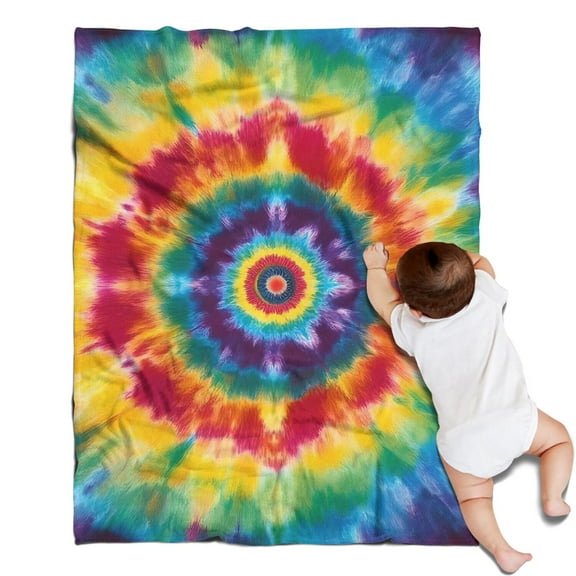 Colorful Rainbow Tie Dye Spiral Pattern Blanket,Comfortable Soft Flannel Throw Blanket,All Season,Warm Lightweight Blankets for Sofa Bed Couch Living Room Chair,30"x40"