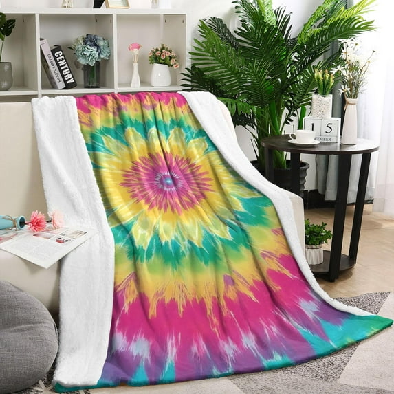 Colorful Rainbow Tie Dye Spiral Pattern Blanket,Comfortable Soft Flannel Throw Blanket,All Season,Warm Lightweight Blankets for Sofa Bed Couch Living Room Chair,40"x50"