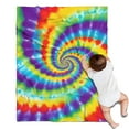 thumbnail image 1 of Colorful Rainbow Tie Dye Spiral Pattern Blanket,Comfortable Soft Flannel Throw Blanket,All Season,Warm Lightweight Blankets for Sofa Bed Couch Living Room Chair,30"x40", 1 of 4
