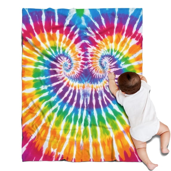 Colorful Rainbow Tie Dye Spiral Pattern Blanket,Comfortable Soft Flannel Throw Blanket,All Season,Warm Lightweight Blankets for Sofa Bed Couch Living Room Chair,30"x40"
