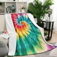 thumbnail image 1 of Colorful Rainbow Tie Dye Spiral Pattern Blanket,Comfortable Soft Flannel Throw Blanket,All Season,Warm Lightweight Blankets for Sofa Bed Couch Living Room Chair,50"x60", 1 of 4