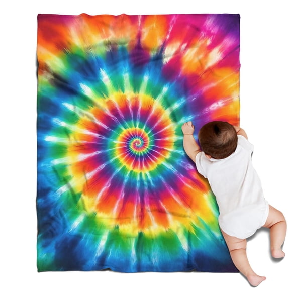 Colorful Rainbow Tie Dye Spiral Pattern Blanket,Comfortable Soft Flannel Throw Blanket,All Season,Warm Lightweight Blankets for Sofa Bed Couch Living Room Chair,30"x40"