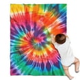 thumbnail image 1 of Colorful Rainbow Tie Dye Spiral Pattern Blanket,Comfortable Soft Flannel Throw Blanket,All Season,Warm Lightweight Blankets for Sofa Bed Couch Living Room Chair,30"x40", 1 of 4