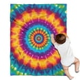 thumbnail image 1 of Colorful Rainbow Tie Dye Spiral Pattern Blanket,Comfortable Soft Flannel Throw Blanket,All Season,Warm Lightweight Blankets for Sofa Bed Couch Living Room Chair,30"x40", 1 of 4