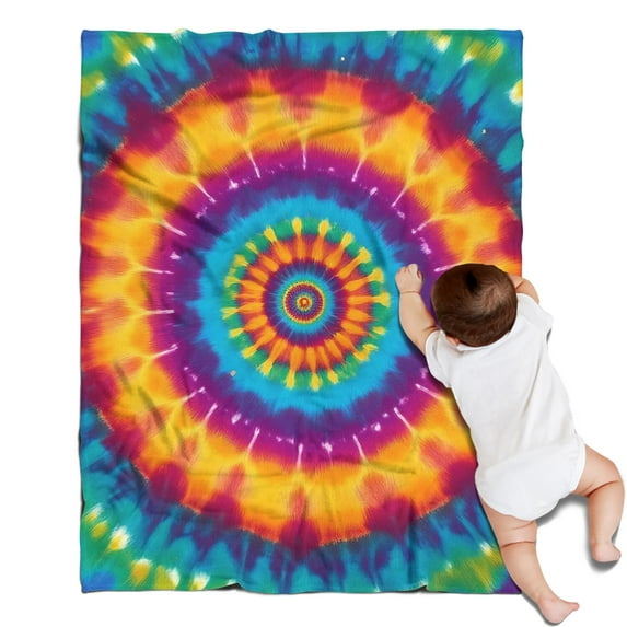 Colorful Rainbow Tie Dye Spiral Pattern Blanket,Comfortable Soft Flannel Throw Blanket,All Season,Warm Lightweight Blankets for Sofa Bed Couch Living Room Chair,30"x40"
