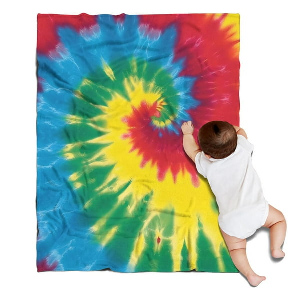 Colorful Rainbow Tie Dye Spiral Pattern Blanket,Comfortable Soft Flannel Throw Blanket,All Season,Warm Lightweight Blankets for Sofa Bed Couch Living Room Chair,30"x40"