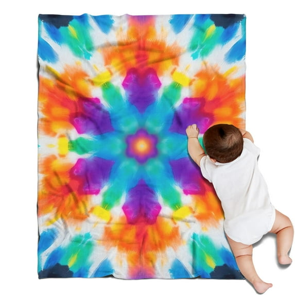 Colorful Rainbow Tie Dye Spiral Pattern Blanket,Comfortable Soft Flannel Throw Blanket,All Season,Warm Lightweight Blankets for Sofa Bed Couch Living Room Chair,30"x40"
