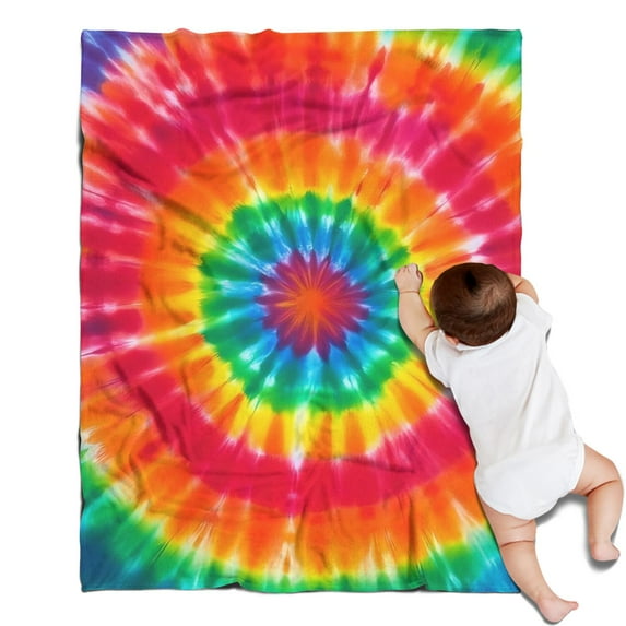 Colorful Rainbow Tie Dye Spiral Pattern Blanket,Comfortable Soft Flannel Throw Blanket,All Season,Warm Lightweight Blankets for Sofa Bed Couch Living Room Chair,30"x40"