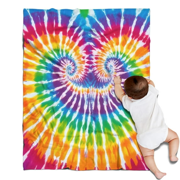 Colorful Rainbow Tie Dye Spiral Pattern Blanket,Comfortable Soft Lamb Wool Throw Blanket,All Season,Warm Lightweight Blankets for Sofa Bed Couch Living Room Chair,30"x40"