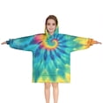 thumbnail image 1 of Colorful Rainbow Tie Dye Spiral Pattern Blanket Hoodies for Kids 6-13YR Oversize Wearable Blanket Hoodies for Boys Girls Teens, 1 of 7