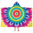 thumbnail image 1 of Colorful Rainbow Tie Dye Spiral Pattern Hooded Bath Towel，50"x30" for Ages 3 To 12 Kids, Quick Dry Lightweight Soft Microfiber Hood Beach Towel Cover Up for Kids, 1 of 7