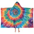 thumbnail image 1 of Colorful Rainbow Tie Dye Spiral Pattern Hooded Bath Towel，50"x30" for Ages 3 To 12 Kids, Quick Dry Lightweight Soft Microfiber Hood Beach Towel Cover Up for Kids, 1 of 7