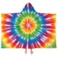 thumbnail image 1 of Colorful Rainbow Tie Dye Spiral Pattern Hooded Bath Towel，60"x35" for Ages 3 To 12 Kids, Quick Dry Lightweight Soft Microfiber Hood Beach Towel Cover Up for Kids, 1 of 7