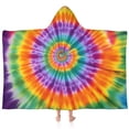 thumbnail image 1 of Colorful Rainbow Tie Dye Spiral Pattern Hooded Bath Towel，60"x35" for Ages 3 To 12 Kids, Quick Dry Lightweight Soft Microfiber Hood Beach Towel Cover Up for Kids, 1 of 7