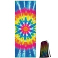 thumbnail image 1 of Colorful Rainbow Tie Dye Spiral Pattern Hot Yoga Mat Towel Non Slip for Hot Yoga - Quick-Drying Yoga Mat Cover with 4 Corner Pockets with Travel Bag - Hot Yoga Towel Non Slip 74"x26", 1 of 6