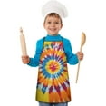 thumbnail image 1 of Colorful Rainbow Tie Dye Spiral Pattern Kids Aprons for Girls and Boys,Adjustable Neck Strap Toddler Aprons for Kids Cooking Baking, 1 of 6