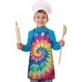 thumbnail image 1 of Colorful Rainbow Tie Dye Spiral Pattern Kids Aprons for Girls and Boys,Adjustable Neck Strap Toddler Aprons for Kids Cooking Baking, 1 of 6