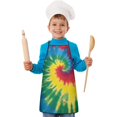 thumbnail image 1 of Colorful Rainbow Tie Dye Spiral Pattern Kids Aprons for Girls and Boys,Adjustable Neck Strap Toddler Aprons for Kids Cooking Baking, 1 of 6