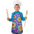 thumbnail image 1 of Colorful Rainbow Tie Dye Spiral Pattern Kids Aprons for Girls and Boys,Adjustable Neck Strap Toddler Aprons for Kids Cooking Baking, 1 of 6