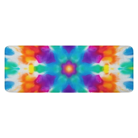 Colorful Rainbow Tie Dye Spiral Pattern Kitchen Rug Mat,Kitchen Runner Rugs Non Skid Washable,Decorative Kitchen Floor Mats for Kitchen,Sink,Laundry,17"x47.2"
