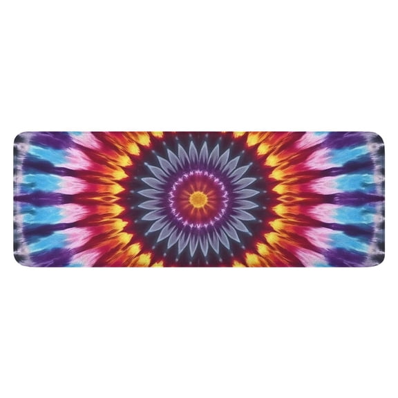 Colorful Rainbow Tie Dye Spiral Pattern Kitchen Rug Mat,Kitchen Runner Rugs Non Skid Washable,Decorative Kitchen Floor Mats for Kitchen,Sink,Laundry,17"x47.2"