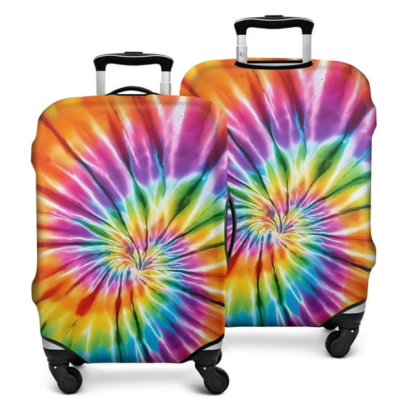 Colorful Rainbow Tie Dye Spiral Pattern Luggage Cover Fashion Suitcase Cover Baggage Covers Fit 25-28 Inch Luggage (Go Travel)