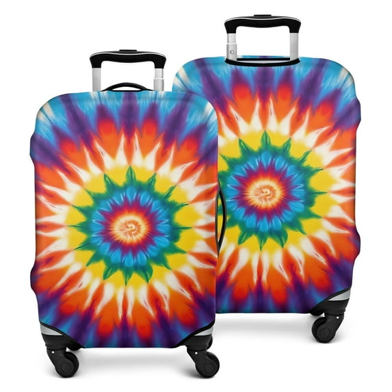 Colorful Rainbow Tie Dye Spiral Pattern Luggage Cover Fashion Suitcase Cover Baggage Covers Fit 25-28 Inch Luggage (Go Travel)