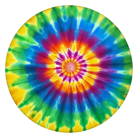 Colorful Rainbow Tie Dye Spiral Pattern Round Fitted Tablecloth with Elastic Edge,Dining Table Cover Waterproof,Outdoor Round Tablecloth for Camping,Dining,Indoor and Outdoor