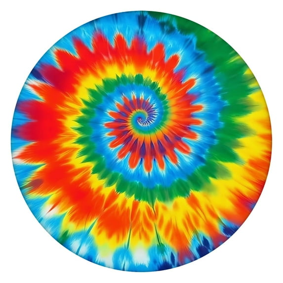 Colorful Rainbow Tie Dye Spiral Pattern Round Fitted Tablecloth with Elastic Edge,Dining Table Cover Waterproof,Outdoor Round Tablecloth for Camping,Dining,Indoor and Outdoor