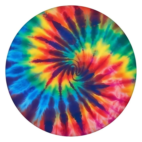 Colorful Rainbow Tie Dye Spiral Pattern Round Fitted Tablecloth with Elastic Edge,Dining Table Cover Waterproof,Outdoor Round Tablecloth for Camping,Dining,Indoor and Outdoor