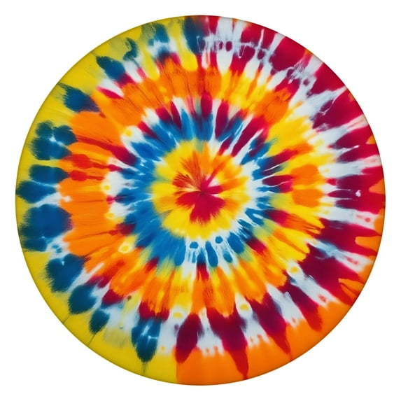 Colorful Rainbow Tie Dye Spiral Pattern Round Fitted Tablecloth with Elastic Edge,Dining Table Cover Waterproof,Outdoor Round Tablecloth for Camping,Dining,Indoor and Outdoor