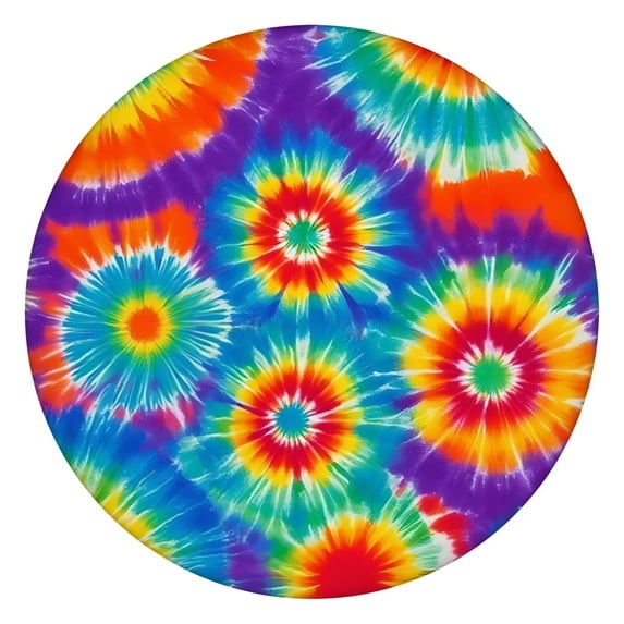 Colorful Rainbow Tie Dye Spiral Pattern Round Fitted Tablecloth with Elastic Edge,Dining Table Cover Waterproof,Outdoor Round Tablecloth for Camping,Dining,Indoor and Outdoor