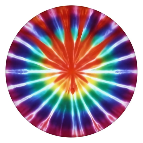 Colorful Rainbow Tie Dye Spiral Pattern Round Fitted Tablecloth with Elastic Edge,Dining Table Cover Waterproof,Outdoor Round Tablecloth for Camping,Dining,Indoor and Outdoor