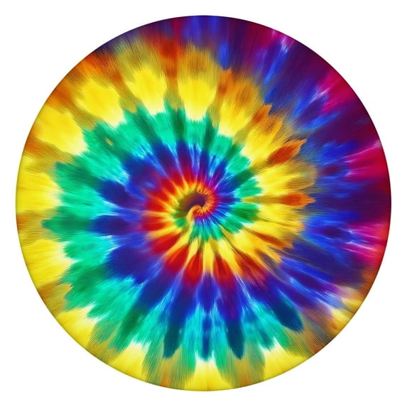 Colorful Rainbow Tie Dye Spiral Pattern Round Fitted Tablecloth with Elastic Edge,Dining Table Cover Waterproof,Outdoor Round Tablecloth for Camping,Dining,Indoor and Outdoor