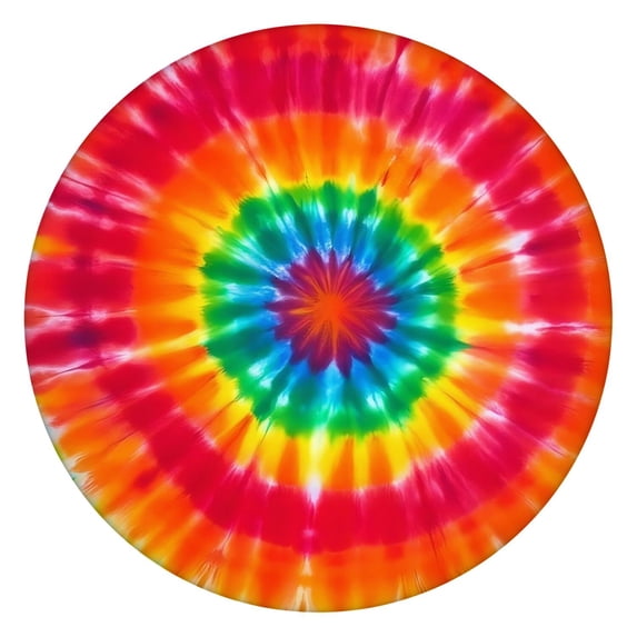 Colorful Rainbow Tie Dye Spiral Pattern Round Fitted Tablecloth with Elastic Edge,Dining Table Cover Waterproof,Outdoor Round Tablecloth for Camping,Dining,Indoor and Outdoor