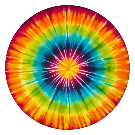 Colorful Rainbow Tie Dye Spiral Pattern Round Fitted Tablecloth with Elastic Edge,Dining Table Cover Waterproof,Outdoor Round Tablecloth for Camping,Dining,Indoor and Outdoor