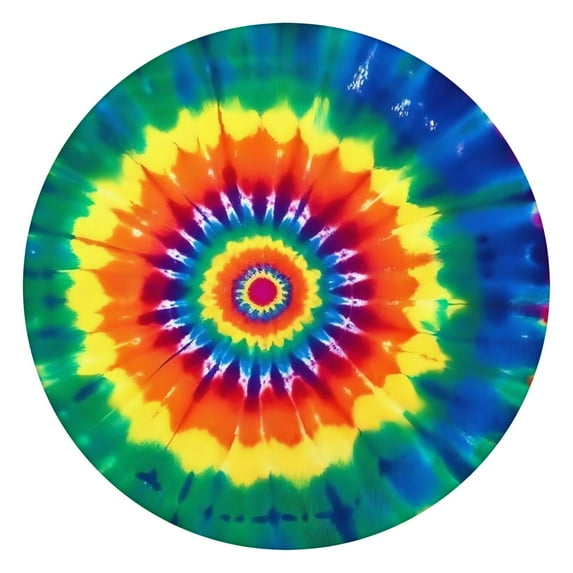 Colorful Rainbow Tie Dye Spiral Pattern Round Fitted Tablecloth with Elastic Edge,Dining Table Cover Waterproof,Outdoor Round Tablecloth for Camping,Dining,Indoor and Outdoor