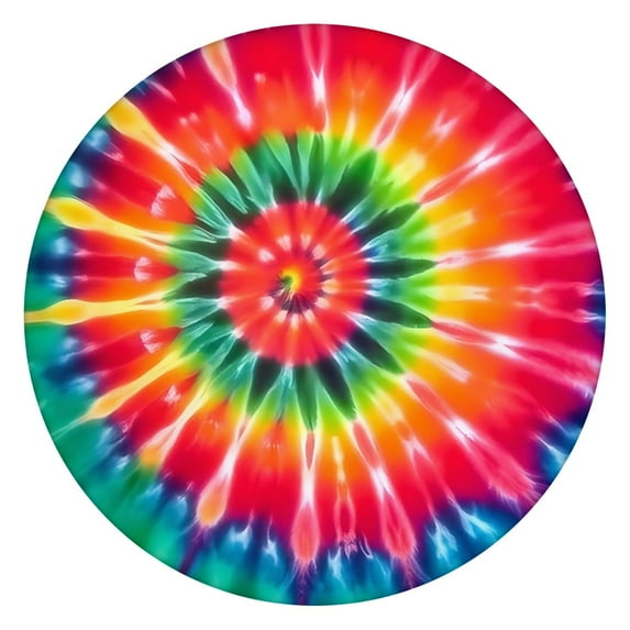 Colorful Rainbow Tie Dye Spiral Pattern Round Fitted Tablecloth with Elastic Edge,Dining Table Cover Waterproof,Outdoor Round Tablecloth for Camping,Dining,Indoor and Outdoor
