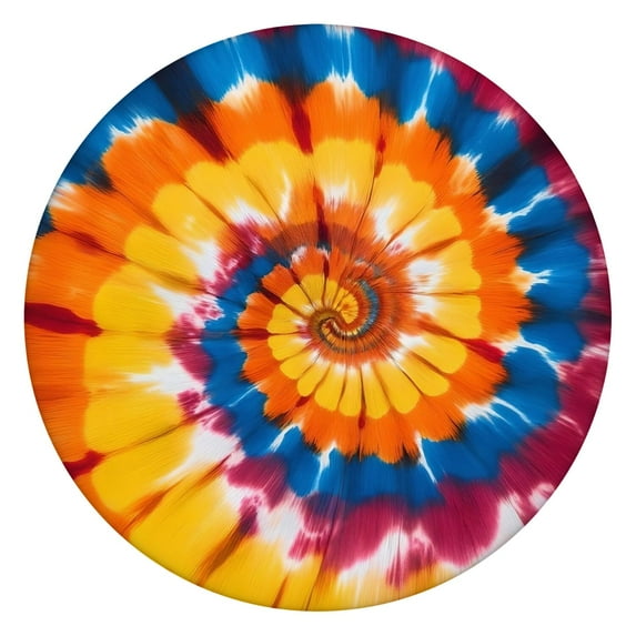 Colorful Rainbow Tie Dye Spiral Pattern Round Fitted Tablecloth with Elastic Edge,Dining Table Cover Waterproof,Outdoor Round Tablecloth for Camping,Dining,Indoor and Outdoor