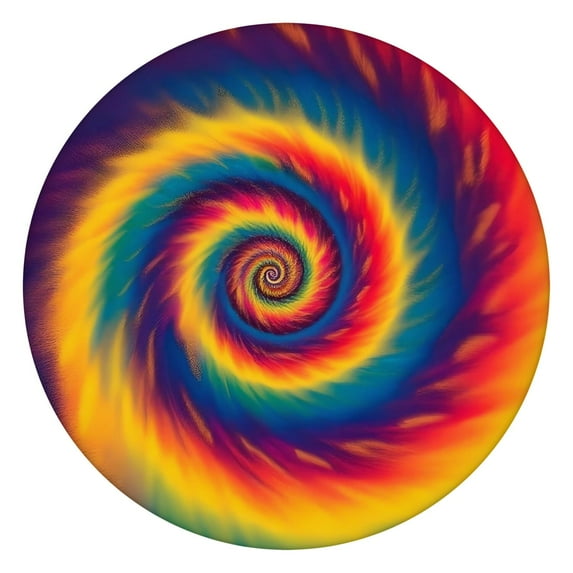 Colorful Rainbow Tie Dye Spiral Pattern Round Fitted Tablecloth with Elastic Edge,Dining Table Cover Waterproof,Outdoor Round Tablecloth for Camping,Dining,Indoor and Outdoor
