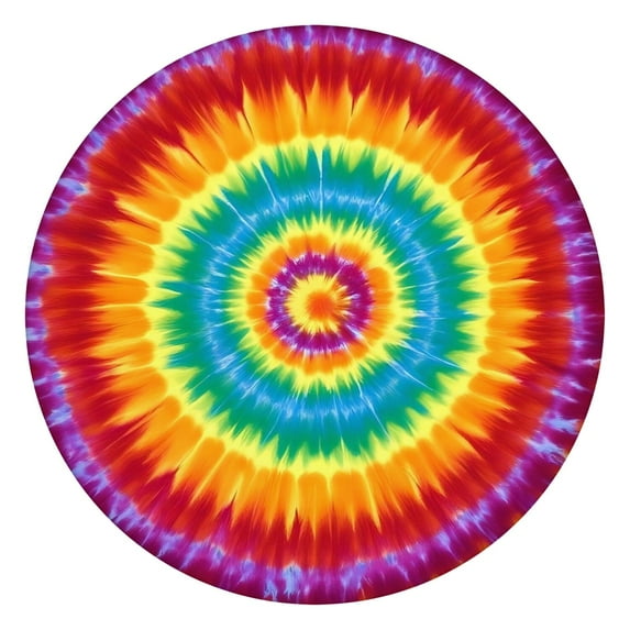 Colorful Rainbow Tie Dye Spiral Pattern Round Fitted Tablecloth with Elastic Edge,Dining Table Cover Waterproof,Outdoor Round Tablecloth for Camping,Dining,Indoor and Outdoor