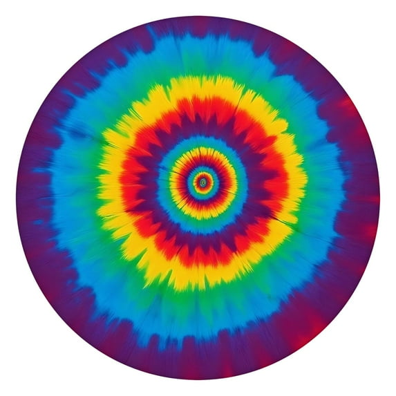 Colorful Rainbow Tie Dye Spiral Pattern Round Fitted Tablecloth with Elastic Edge,Dining Table Cover Waterproof,Outdoor Round Tablecloth for Camping,Dining,Indoor and Outdoor