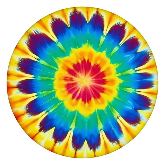 Colorful Rainbow Tie Dye Spiral Pattern Round Fitted Tablecloth with Elastic Edge,Dining Table Cover Waterproof,Outdoor Round Tablecloth for Camping,Dining,Indoor and Outdoor