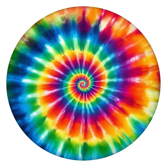 Colorful Rainbow Tie Dye Spiral Pattern Round Fitted Tablecloth with Elastic Edge,Dining Table Cover Waterproof,Outdoor Round Tablecloth for Camping,Dining,Indoor and Outdoor