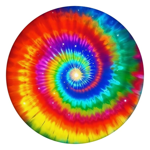 Colorful Rainbow Tie Dye Spiral Pattern Round Fitted Tablecloth with Elastic Edge,Dining Table Cover Waterproof,Outdoor Round Tablecloth for Camping,Dining,Indoor and Outdoor