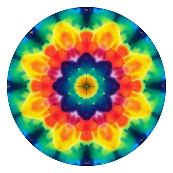 Colorful Rainbow Tie Dye Spiral Pattern Round Fitted Tablecloth with Elastic Edge,Dining Table Cover Waterproof,Outdoor Round Tablecloth for Camping,Dining,Indoor and Outdoor