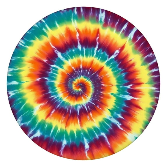 Colorful Rainbow Tie Dye Spiral Pattern Round Fitted Tablecloth with Elastic Edge,Dining Table Cover Waterproof,Outdoor Round Tablecloth for Camping,Dining,Indoor and Outdoor